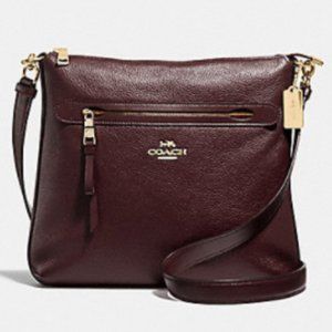 Coach Mae Crossbody Pebbled Oxblood Leather